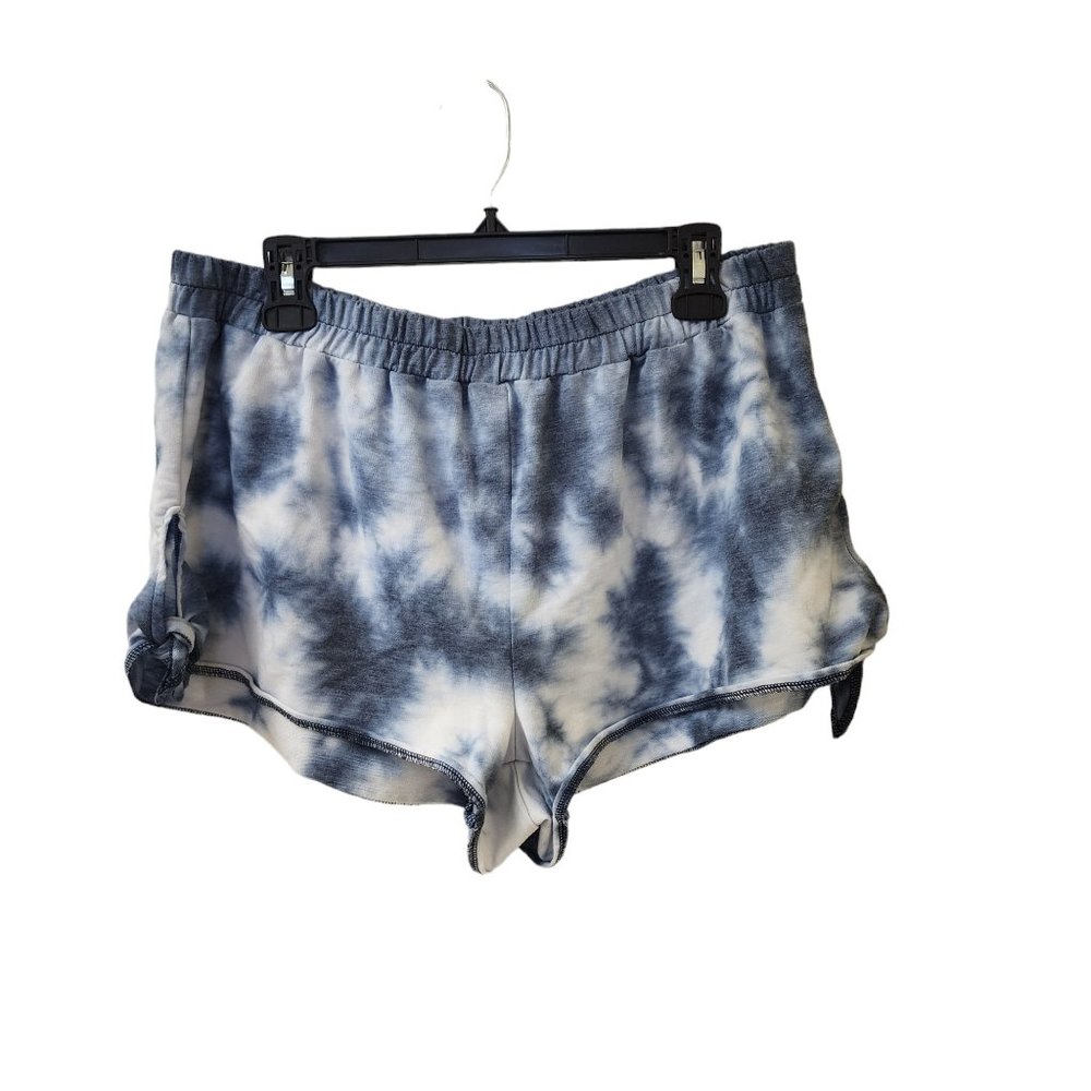 Cloud Chaser Blue White Tie Dye Casual Sweat Shorts Size XL Lounge Pull On